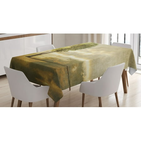 

Tree Tablecloth Surreal Landscape with Lonely Tree in Beige Tones Elements of Woodland Rectangular Table Cover for Dining Room Kitchen 60 X 84 Beige Green Pale Yellow by Ambesonne