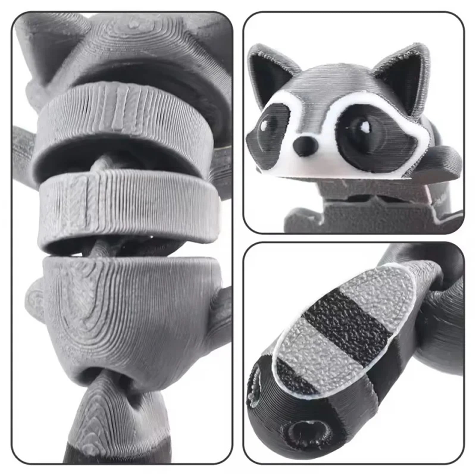 1pc 3D Printed Articulated Raccoon Fidget With Trash Can - Multi-Jointed Movable Decor, Desktop Home Model Ornament