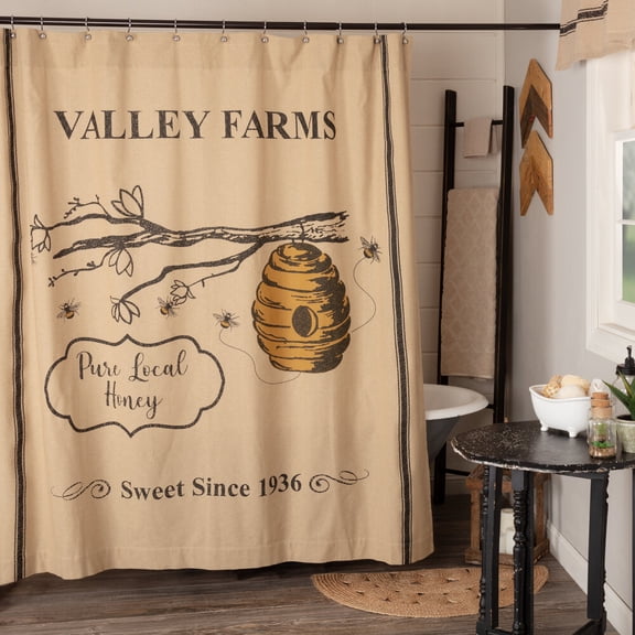 Valley Farms Beehive Country Farmhouse Shower Curtain 72x72
