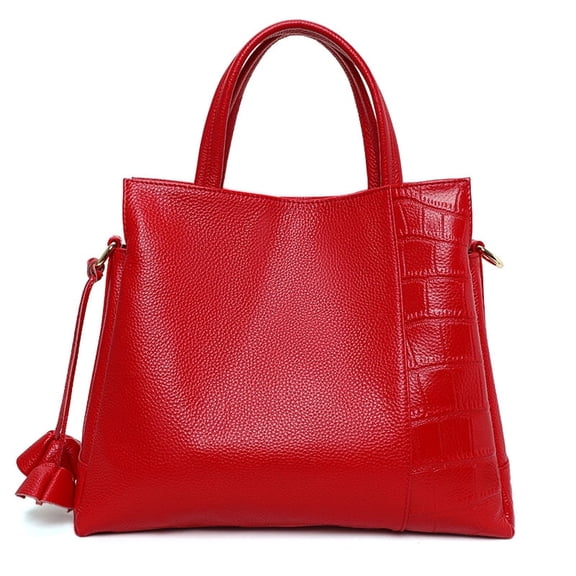 Genuine leather crocodile-patterned women's handbag with detachable shoulder strap, large capacity shopping bag, underarm bag, shoulder bag, wallet, purse