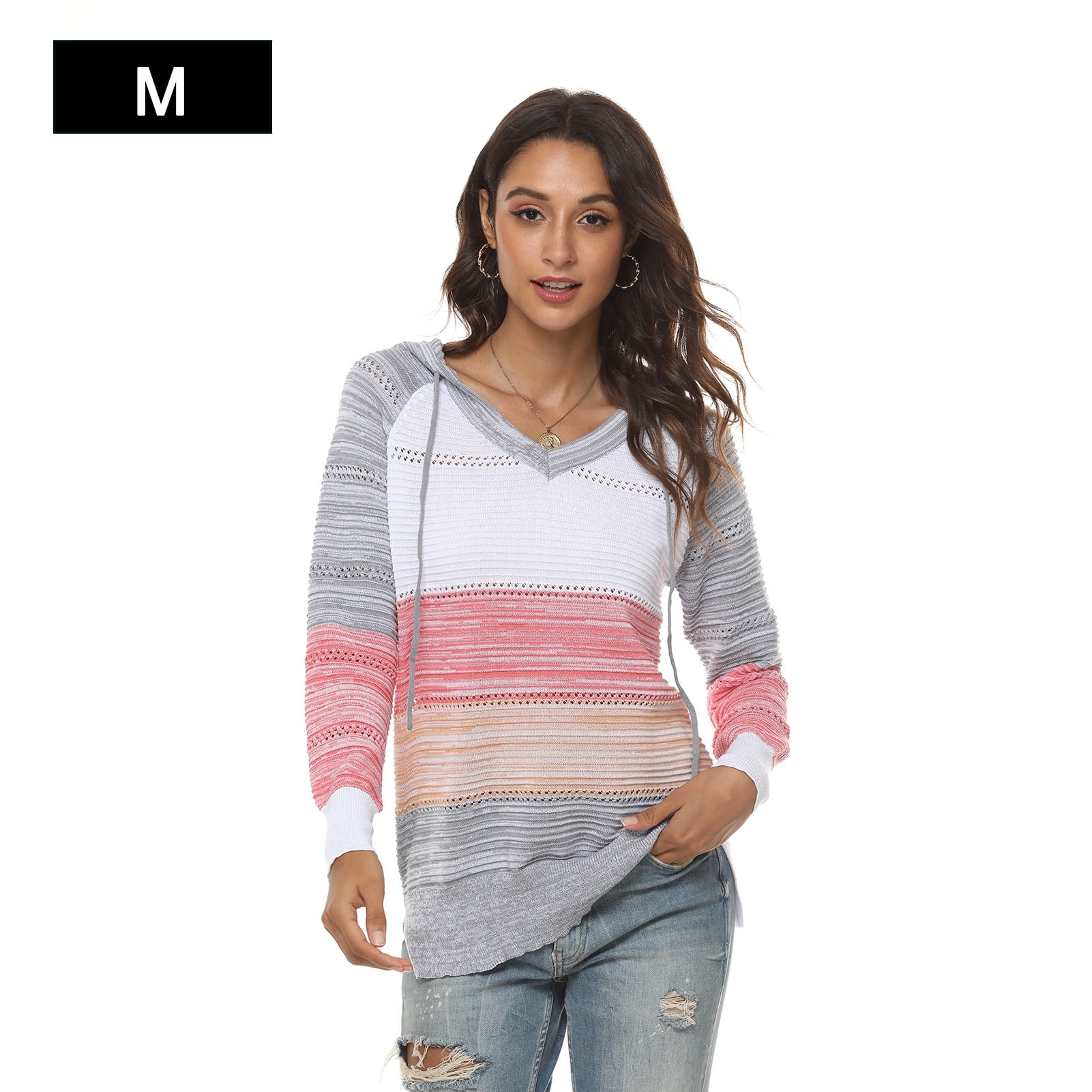 casual v neck long sleeve women's sweaters