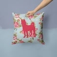 thumbnail image 2 of Dog Silhouette Shabby Chic Roses Fabric Decorative Pillow, 2 of 4