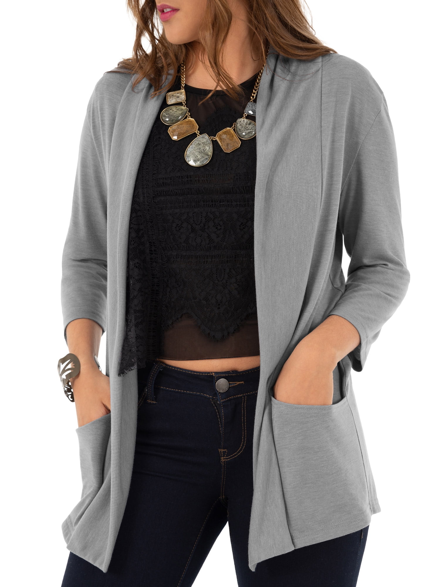 grey jersey cardigan