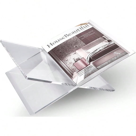 Honygebia Clear Acrylic Book Stands Cross Frame Acrylic Book Holder Open Bookstand for Display and Reading Suitable for Art Bible Cookbook Easel Magazine Textbooks 12.5 x 9.5 x 5.5