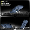thumbnail image 3 of 360° Rotatable + 100° Fold Ring Stand Slim Fit Case for iPhone 17 Pro Max, with Sliding Camera Cover Shockproof Drop Protection Matte Hybrid Phone Cover, Support Magnetic Car Mount, Blue, 3 of 10