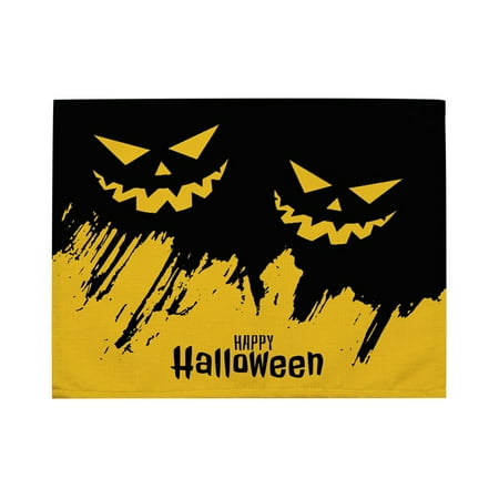 

Placemats for Dining Table 12 x 16 Inch Kitchen Food Mat Pumpkin Trick or Treat Holiday Washable Table Mats