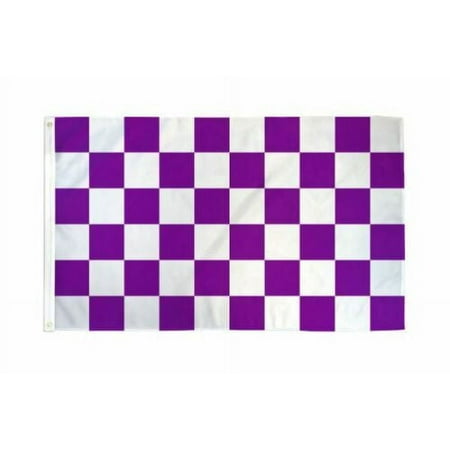 UPC: 0753569826849 | Checkered Purple & White Flag Banner 3  x 5  Polyester