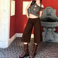 thumbnail image 5 of RUINIXCW Fold Over Capri Pants for Women Flowy Wide Leg Capri Pants Low Rise Yoga Culottes Pants Foldover Leggings Summer Beach Crop Palazzo Pants, 5 of 10