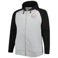 thumbnail image 2 of Men's Heather Gray Pittsburgh Steelers Big & Tall Fleece Raglan Full-Zip Hoodie Jacket, 2 of 4