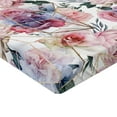 thumbnail image 4 of Ambesonne Geometric Floral Fitted Sheet, Roses Blossoming, Twin XL Size, Pale Pink and Hunter Green, 4 of 5