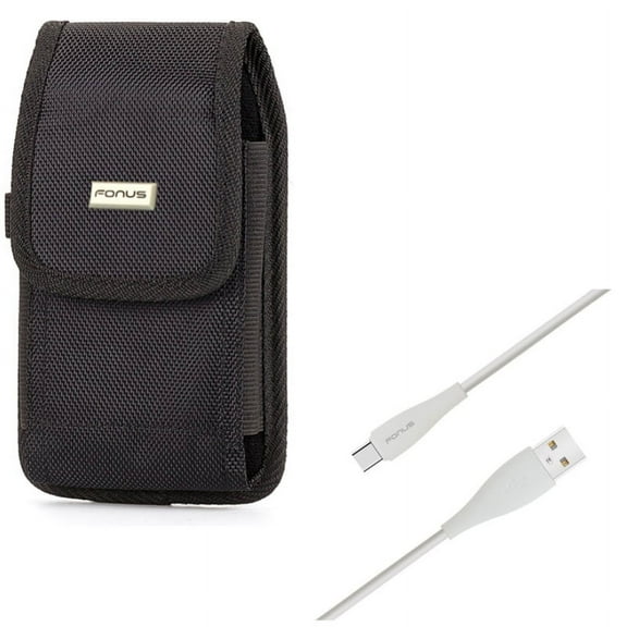 Case Belt Clip   6ft USB Cable for Motorola One 5G Ace Phone - Rugged Holster Canvas Cover and  Type-C Charger Cord Power Wire Combo for Motorola One 5G Ace