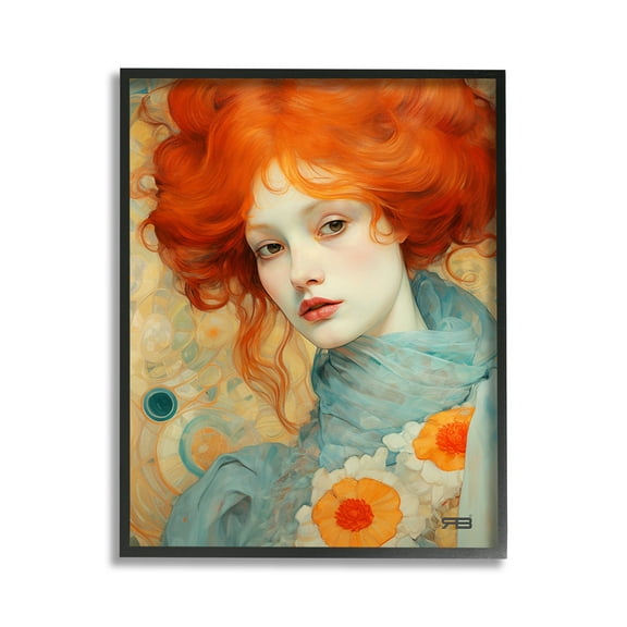 Stupell Industries Flower Patterned Woman Botanical & Floral Painting Black Framed Art Print Wall Art, 11 x 14