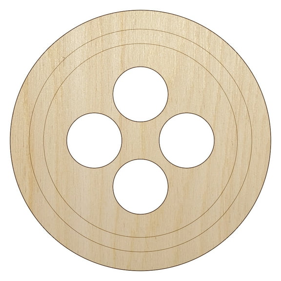 Button Sewing Wood Shape Unfinished Piece Cutout Craft DIY Projects - 4.70 Inch Size - 1/4 Inch Thick