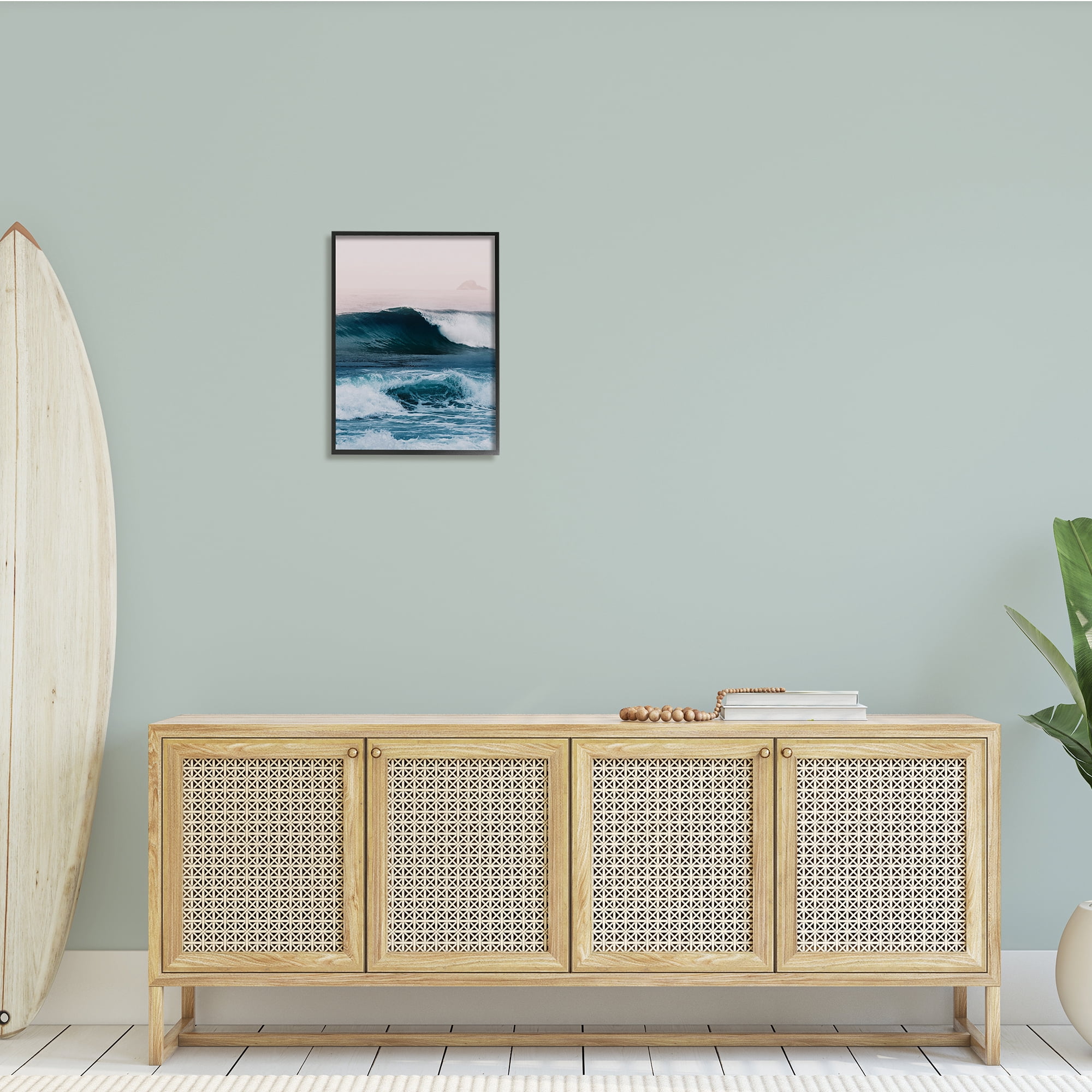 Stupell Indtries Crashing Surf Waves Ocean Beach Scene Distant Cliffs,16 x 20,Design by Ian Winstanley