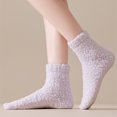 thumbnail image 5 of Trgacdwlo Slipper Socks for Women, Plain Solid Tone Fluffy Fuzzy Crew Slipper Socks, Thick Warm Non Slip Gripper Bottom Anti-Skid Indoor Floor Slipper Socks, 5 of 6