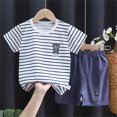 thumbnail image 2 of kpoplk Toddler Boy Race Track Print Summer Outfit Short Sleeve Tee Elastic Waist Shorts Clothes Light Blue,18-24 M, 2 of 9