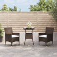 thumbnail image 1 of vidaXL 3 Piece Garden Bistro Set with Cushions Brown Poly Rattan, 1 of 5