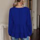 thumbnail image 3 of Blusa de mujer de manga larga de color puro con cuello en V y decoración de botones con dobladillo con volantes para el hogar Royalblue L, 3 of 8