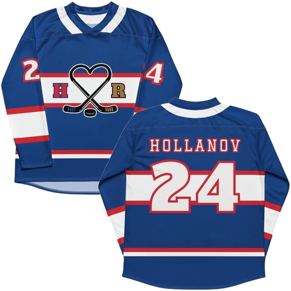 Heated Rivalry Inspired Shane Hollander 24 Hockey Navy Jersey Long Sleeves T-shirt Unisex Sweatshirt Sports Top