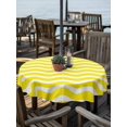 thumbnail image 6 of Outdoor Tablecloth with Umbrella Hole, Yellow Moire Spillproof Waterproof Outdoor Table Cover, Water Ripple Stripe Farmhouse Patio Tablecloths for Party/Garden/Picnic, Round 60 inch, 6 of 9