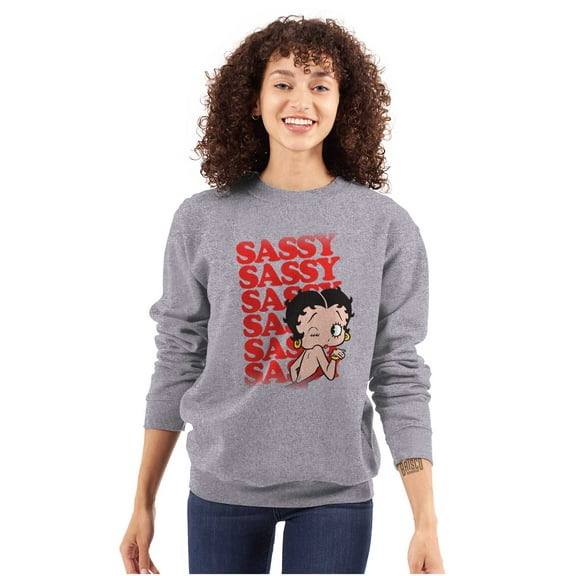 Betty Boop Sassy On Repeat Cute Women Crewneck Sweatshirt Brisco Brands X