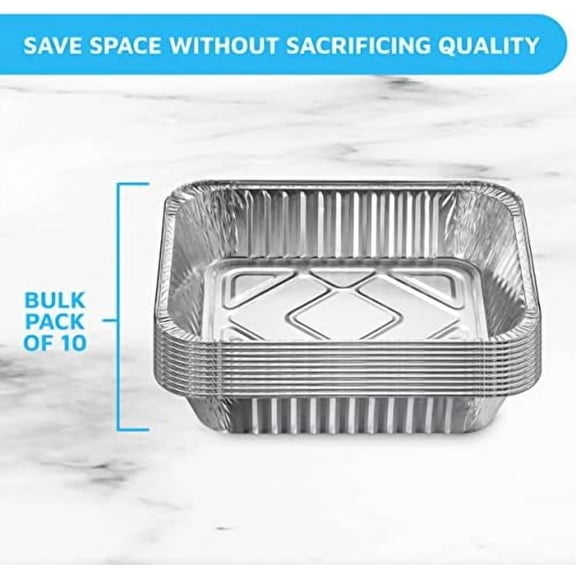 Aluminum Foil Pans Half Size Roasting Chafing Pan | Bulk 10 Pack of 9x13 Tins for Cooking, Baking & Catering | Heavy Duty Disposable Cookware Steam Table Trays for Buffet & Food Prepping