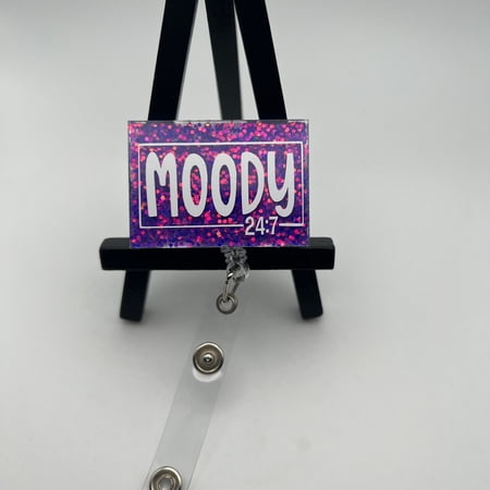 Moody 24:7 Nurse Badge Reel • Badge Reel• Health Care Badge Reel • Medical Professional Badge Reel• Funny•Purple