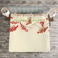 thumbnail image 3 of Ambesonne Rowan Quilted Bedspread Set 3 Pcs, Border with Mountain Ash, Queen Size, Fern Green Vermilion, 3 of 3
