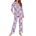 thumbnail image 4 of DISNIMO Women Pajama Sets Bat Ghost Pumpkin Print Two-Piece Nightwear Long Sleeve Sleepwear with Matching Long Pants Halloween Casual Loungewear with Pockets Button Down Pajama Outfits, 3XL, 4 of 7
