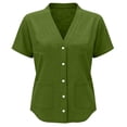 thumbnail image 4 of cocolona Womens Summer Linen Tops Dressy Casual Trendy Blouses Short Sleeve V-Neck Button Shirts with Pockets, 4 of 4