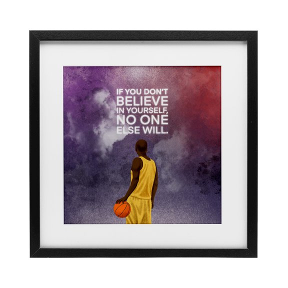 Stupell Industries Contemporary Believe In Yourself Athlete Quote Black Framed Print Under Glass, 13 x 13, by Marcus Prime