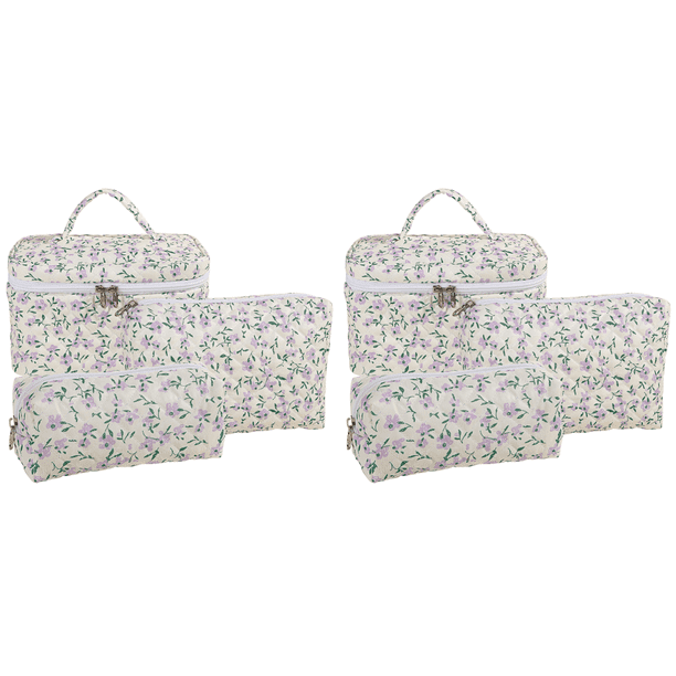Maquillaje 3 Piezas Cosméticos Algodón Floral para Mujeres Y Niñas (floral) Púrpura