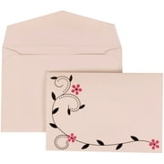 JAM Paper Wedding Invitation Set, Small, 3 3/8" x 4 3/4"- Pink Card with White Envelope Colorful Birds, 100/pack