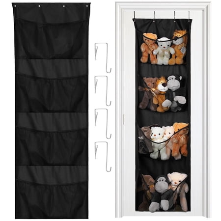 Large Stuffed Animal Storage, Over the Door Organizer with 4 Mesh Pockets, Cuddly Toy Hanging Storage Bag for Nursery, Large Breathable Hanging Holder for Bedroom, Playroom