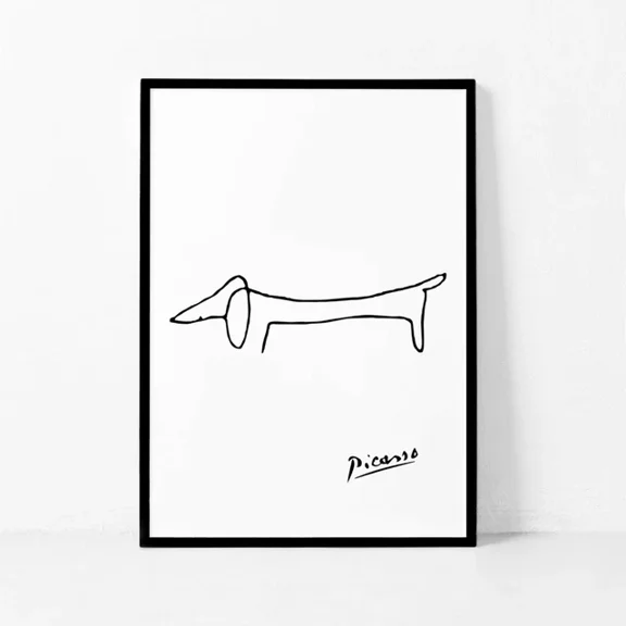 Kna Prints - 1 Pcs Poster Dog Sketch By Picasso Wall Art Print., UNFRAMED-8x12
