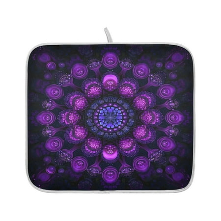

Ryvnso Ethnic Mandala Dish Dry Mat for Kitchen Counter Absorbent Drainer Pad 16x18in