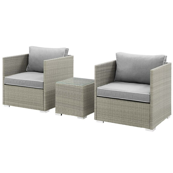 Modern Contemporary Urban Design Outdoor Patio Balcony Garden Furniture Lounge Sectional Sofa Set, Sunbrella Rattan Wicker, Grey Gray