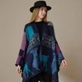 thumbnail image 5 of Bohemian Knit Poncho Shawl, Ethnic Print Cape for Women Travel Photography,160*135cm,26, 5 of 54