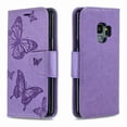 thumbnail image 3 of Allytech Galaxy S9 Case, Slim Fit PU Leather Folio Butterfly Embossed Shockproof Wrist Hand Strap Flip Cards Holder Wallet Case TPU Back Cover for Samsung Galaxy S9,Violet, 3 of 8