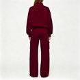thumbnail image 5 of 2 Piece Sets for Women Trendy Lounge Sets for Women Travel Vacation Fall Outfits for Women Button Snap Mock Sweatshirt and Wide Leg Pant Sweat Suit S, 5 of 5