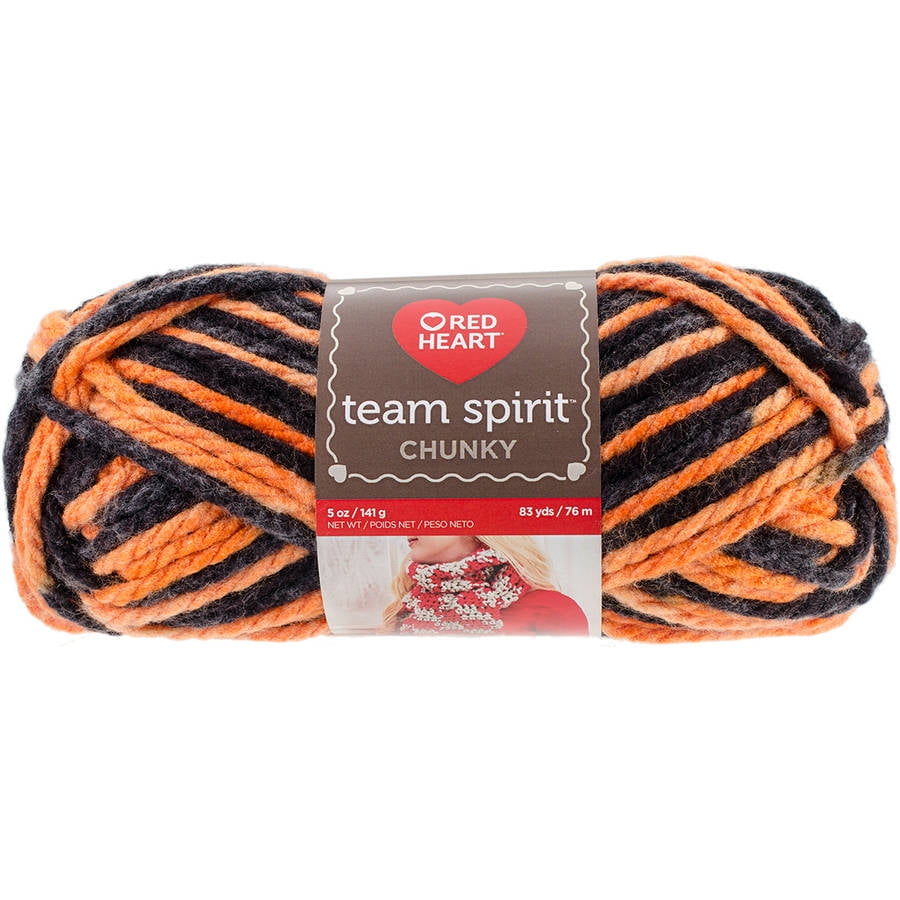 Red Heart Team Spirit Chunky Yarn, Orange and Black