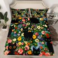 thumbnail image 2 of jejeloiu Colorful Flower Blossom Twin Sheet Sets,Kawaii Animals Cat Bedding For Girls Women 3 Pieces, 2 of 7