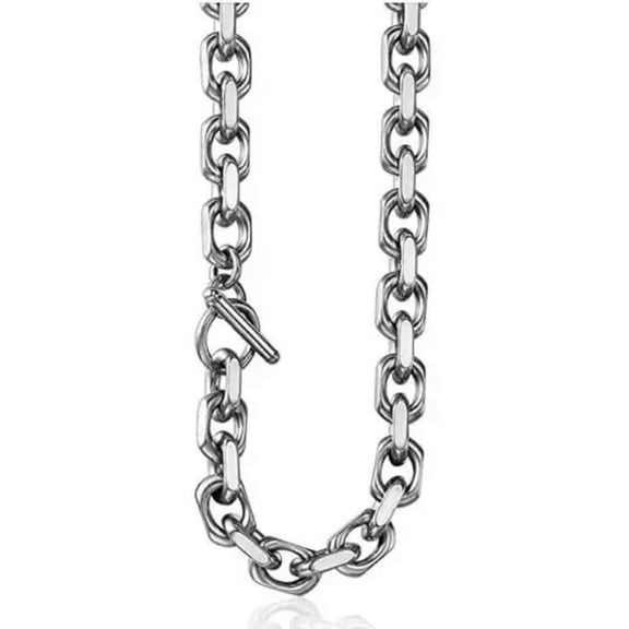 HOOUN 9mm 18-30'' Rollo Chains for Men Stainless Steel Fashion Toggle Clasp Necklace-20 inches