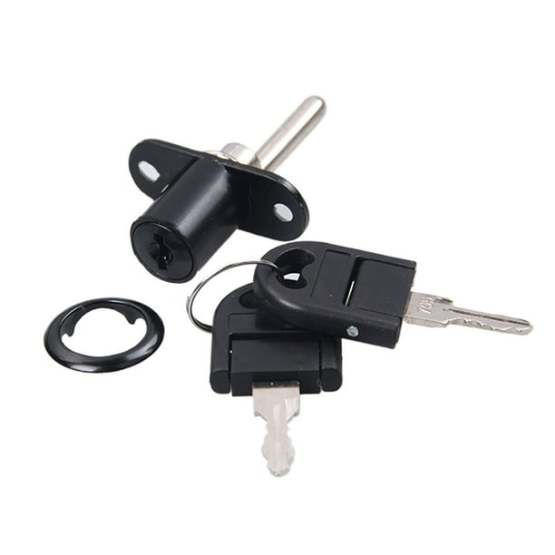 Speravity Cerradura de enlace plateada para gabinetes de oficina, cilindro de cerradura rotativa de instalación sin agujeros de aleación de Herramientas y ferretería Negro 16MM