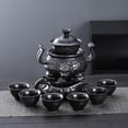 thumbnail image 2 of Chinese Gongfu Tea Set for 6, Rotating Tea Cup with Semi-automatic Base, Porcelain Tea Set for Home, Handmade Ceramic Tea Cups, Fair Cup, Gaiwan, Black, 2 of 6