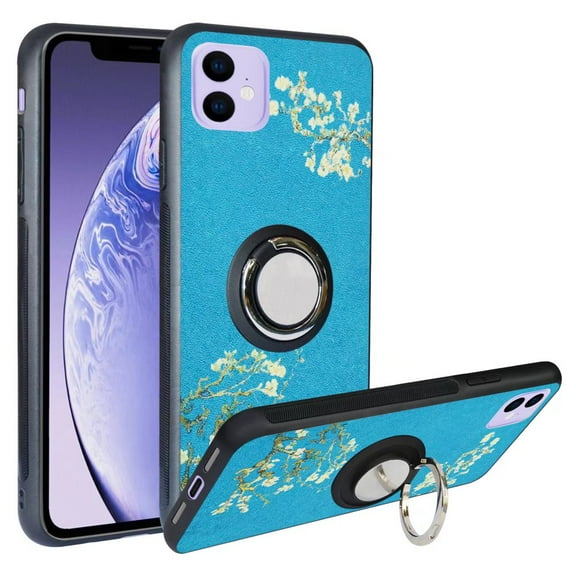 Labanema Apple iPhone 11 (2019) 6.1" Case with 360 Degree Rotating Ring Stand, Support Magnetic Car Mount, Protective Cover for Apple iPhone 11 (2019) 6.1" (Apricot Flower)