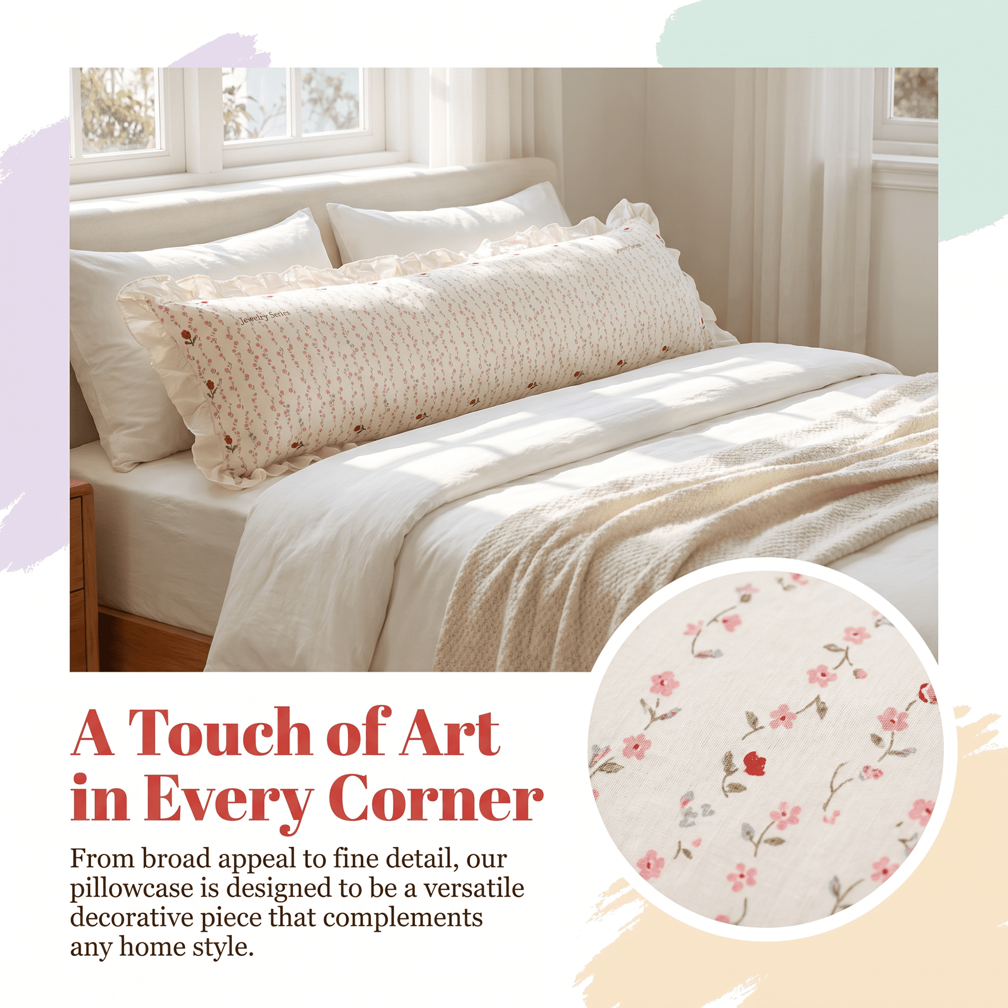 Unique Bargains Soft Cooling Polyester Breathable Pillowcase Cover 20"x48" Apricot A