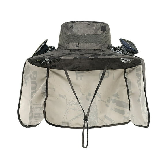 Solar Fan Hat for Men & Women – Wide Brim UPF 50  Sun Hat with Dual USB/Solar Powered Fans, Breathable Outdoor Fishing Hat for Hiking, Camping & Beach (Adjustable Chin Strap)