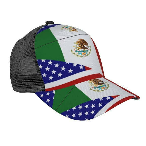 Men Women America-Mexican Flag Adjustable Trucker Hat Lightweight Mesh Back Baseball Cap One Size