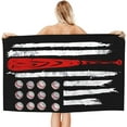 thumbnail image 2 of Baseball American Flag Microfiber Beach Towels Oversized Soft Beach Blanket Absorbent Quick Dry Bath Towels Pool Towels Travel Beach Towels for Kids Adults, 2 of 16